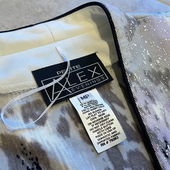 Alex Evenings Petite Vintage Satin Trim 3/4 Sleeve Stretch Blazer Jacket Multi - Picture 7 of 10